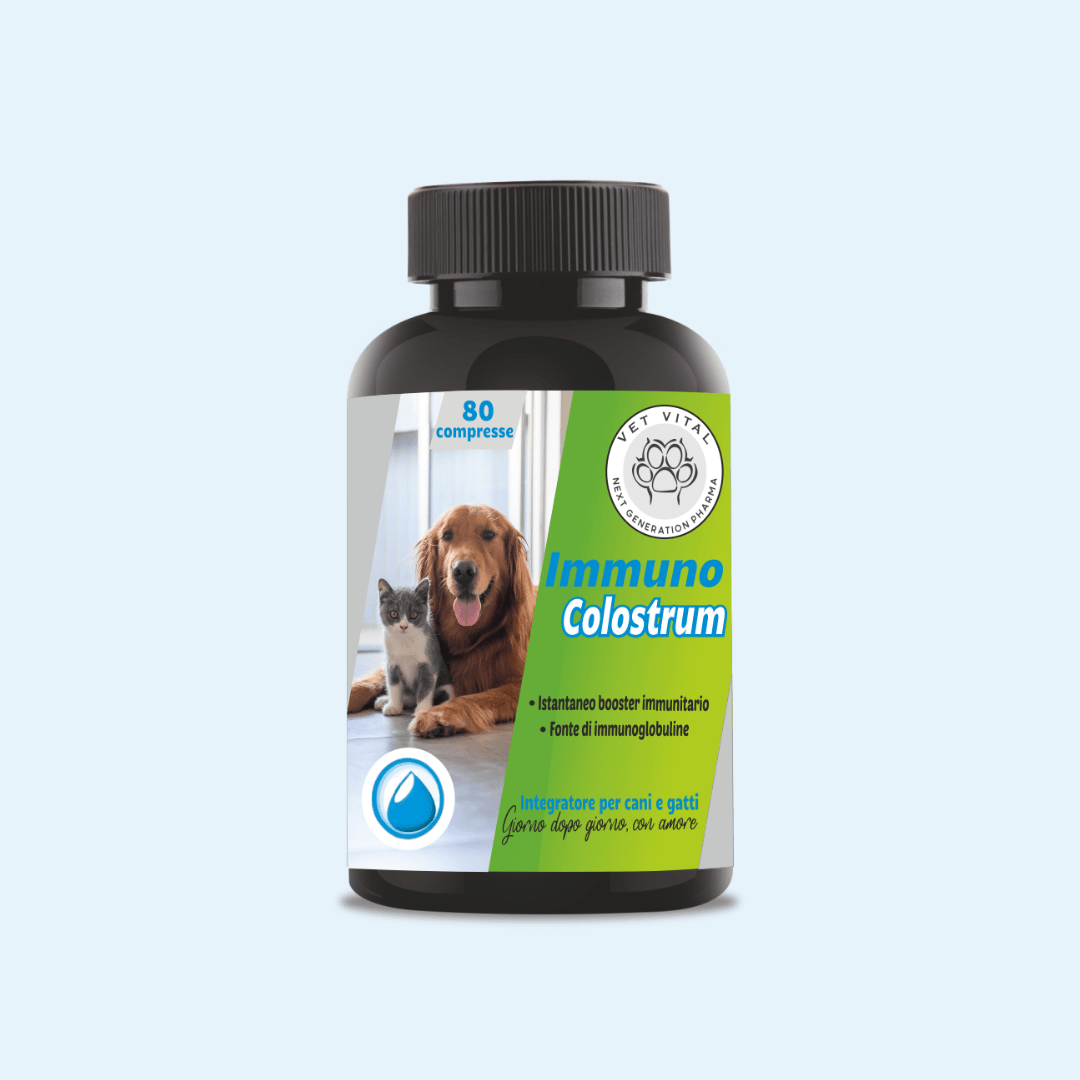 Integratore naturale per cani e gatti con colostro per il sistema immunitario