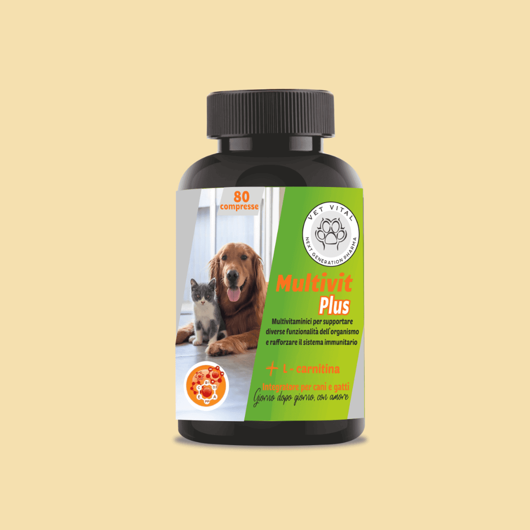 Integratore multivitaminico naturale per cani e gatti, da Vet Vital Pharma. Supporta salute, energia e benessere del tuo animale in modo naturale.
