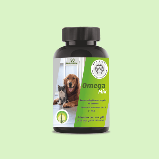 Integratore naturale per cani e gatti salute della pelle e del pelo sensibili con omega 3,6 e 9